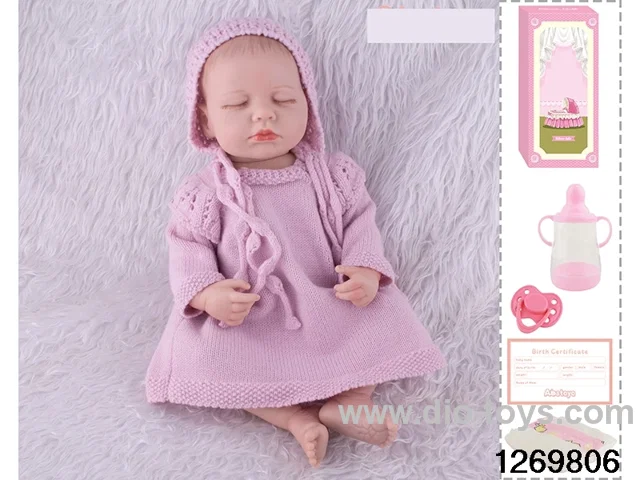 48CM Doll（Soft Rubber High-Fidelity(Hand-painted Hair, High-Quality Painting) Bottle, Magnetic Sippy Cup, Diapers, Birth card