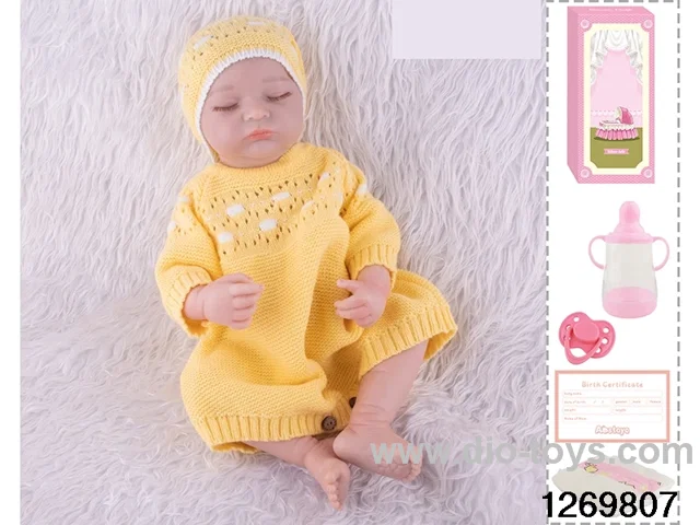 48CM Doll（Soft Rubber High-Fidelity(Hand-painted Hair, High-Quality Painting) Bottle, Magnetic Sippy Cup, Diapers, Birth card