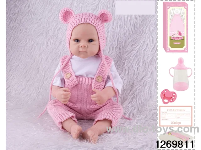 48CM Doll（Soft Rubber High-Fidelity(Hand-painted Hair, High-Quality Painting) Bottle, Magnetic Sippy Cup, Diapers, Birth card