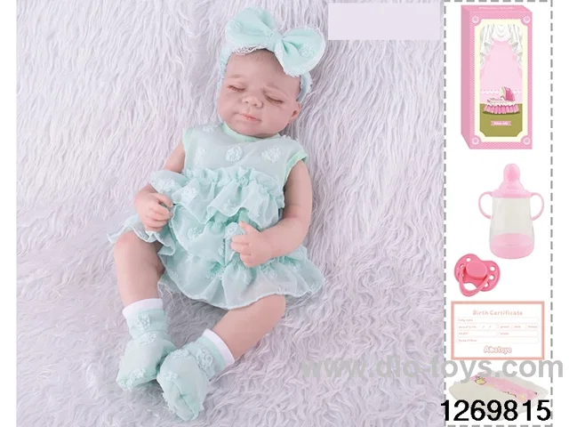 48CM Doll（Soft Rubber High-Fidelity(Hand-painted Hair, High-Quality Painting) Bottle, Magnetic Sippy Cup, Diapers, Birth card