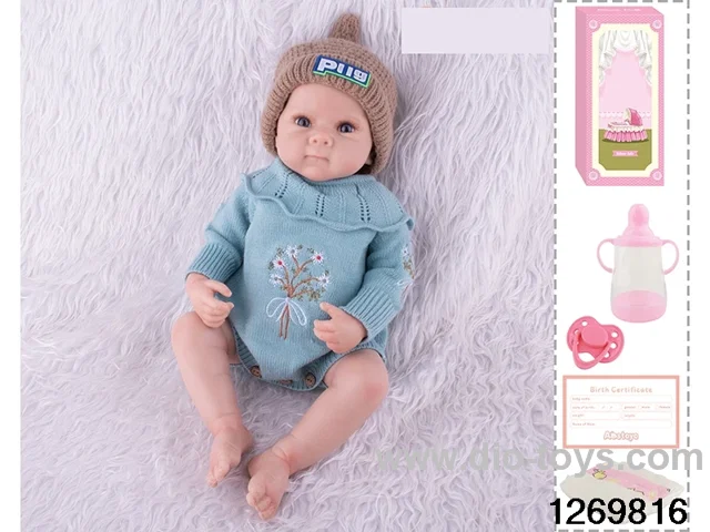 48CM Doll（Soft Rubber High-Fidelity(Hand-painted Hair, High-Quality Painting) Bottle, Magnetic Sippy Cup, Diapers, Birth card