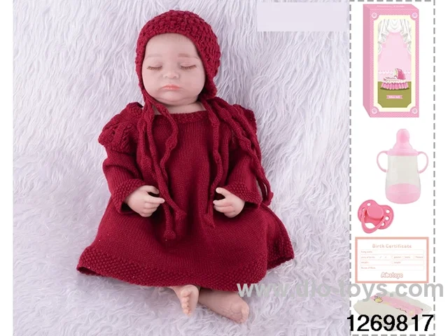 48CM Doll（Soft Rubber High-Fidelity(Hand-painted Hair, High-Quality Painting) Bottle, Magnetic Sippy Cup, Diapers, Birth card