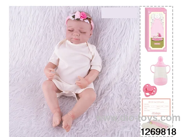 48CM Doll（Soft Rubber High-Fidelity(Hand-painted Hair, High-Quality Painting) Bottle, Magnetic Sippy Cup, Diapers, Birth card