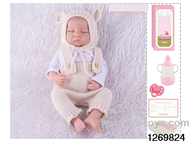 48CM Doll（Soft Rubber High-Fidelity(Hand-painted Hair, High-Quality Painting) Bottle, Magnetic Sippy Cup, Diapers, Birth card