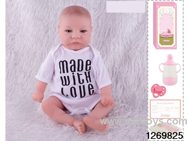 48CM Doll（Soft Rubber High-Fidelity(Hand-painted Hair, High-Quality Painting) Bottle, Magnetic Sippy Cup, Diapers, Birth card