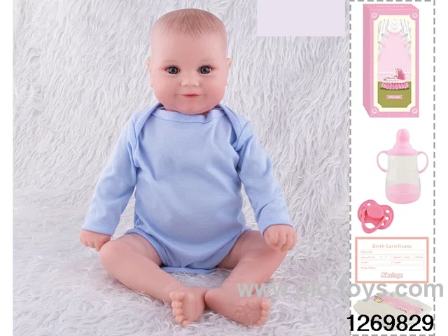 48CM Doll（Soft Rubber High-Fidelity(Hand-painted Hair, High-Quality Painting) Bottle, Magnetic Sippy Cup, Diapers, Birth card
