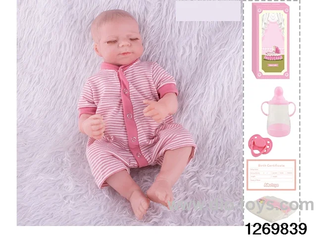 48CM Doll（Soft Rubber High-Fidelity(Hand-painted Hair, High-Quality Painting) Bottle, Magnetic Sippy Cup, Diapers, Birth card