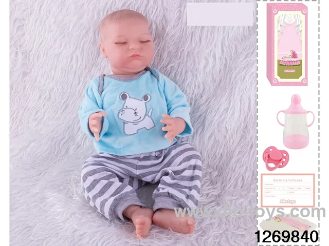 48CM Doll（Soft Rubber High-Fidelity(Hand-painted Hair, High-Quality Painting) Bottle, Magnetic Sippy Cup, Diapers, Birth card