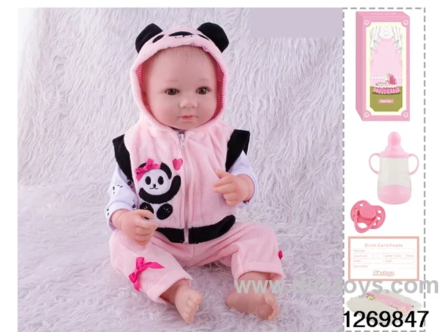 48CM Doll（Soft Rubber High-Fidelity(Hand-painted Hair, High-Quality Painting) Bottle, Magnetic Sippy Cup, Diapers, Birth card