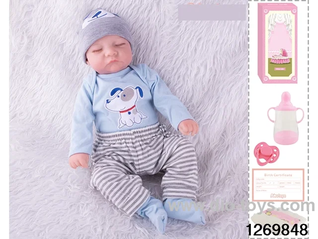 48CM Doll（Soft Rubber High-Fidelity(Hand-painted Hair, High-Quality Painting) Bottle, Magnetic Sippy Cup, Diapers, Birth card