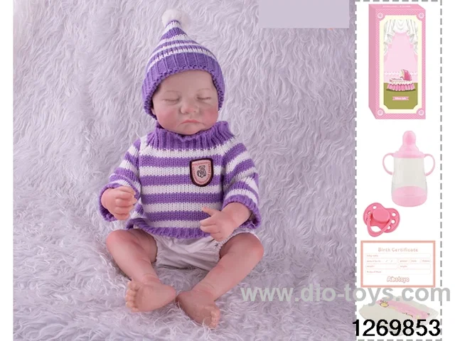 48CM Doll（Soft Rubber High-Fidelity(Hand-painted Hair, High-Quality Painting) Bottle, Magnetic Sippy Cup, Diapers, Birth card