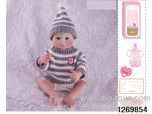 48CM Doll（Soft Rubber High-Fidelity(Hand-painted Hair, High-Quality Painting) Bottle, Magnetic Sippy Cup, Diapers, Birth card