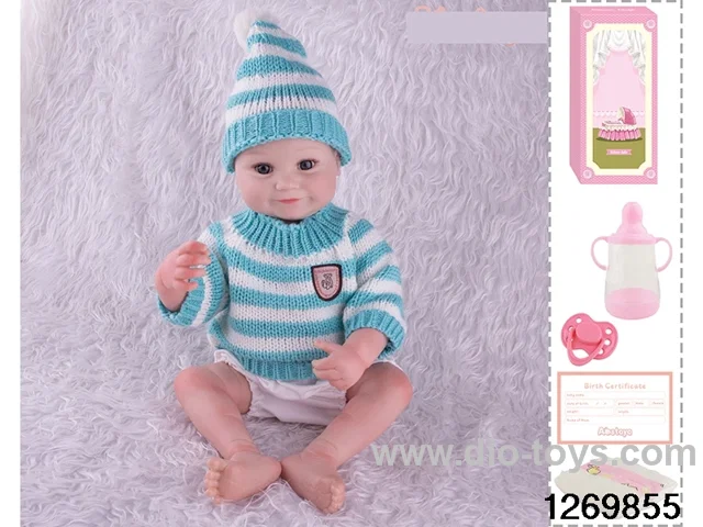48CM Doll（Soft Rubber High-Fidelity(Hand-painted Hair, High-Quality Painting) Bottle, Magnetic Sippy Cup, Diapers, Birth card