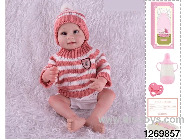 48CM Doll（Soft Rubber High-Fidelity(Hand-painted Hair, High-Quality Painting) Bottle, Magnetic Sippy Cup, Diapers, Birth card