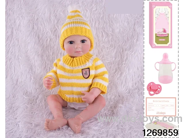 48CM Doll（Soft Rubber High-Fidelity(Hand-painted Hair, High-Quality Painting) Bottle, Magnetic Sippy Cup, Diapers, Birth card