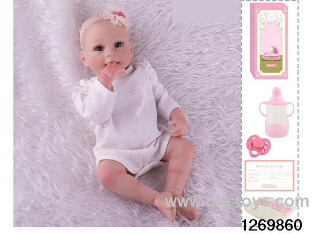 48CM Doll（Soft Rubber High-Fidelity(Hand-painted Hair, High-Quality Painting) Bottle, Magnetic Sippy Cup, Diapers, Birth card