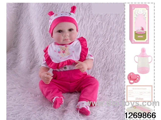 48CM Doll（Soft Rubber High-Fidelity(Hand-painted Hair, High-Quality Painting) Bottle, Magnetic Sippy Cup, Diapers, Birth card