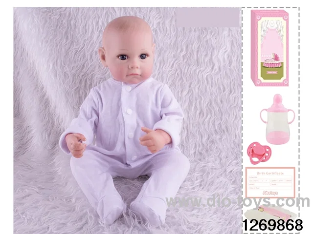 48CM Doll（Soft Rubber High-Fidelity(Hand-painted Hair, High-Quality Painting) Bottle, Magnetic Sippy Cup, Diapers, Birth card