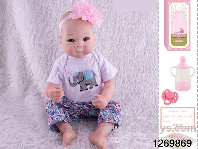 48CM Doll（Soft Rubber High-Fidelity(Hand-painted Hair, High-Quality Painting) Bottle, Magnetic Sippy Cup, Diapers, Birth card