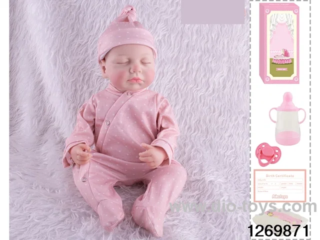 48CM Doll（Soft Rubber High-Fidelity(Hand-painted Hair, High-Quality Painting) Bottle, Magnetic Sippy Cup, Diapers, Birth card