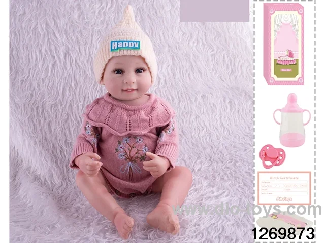 48CM Doll（Soft Rubber High-Fidelity(Hand-painted Hair, High-Quality Painting) Bottle, Magnetic Sippy Cup, Diapers, Birth card