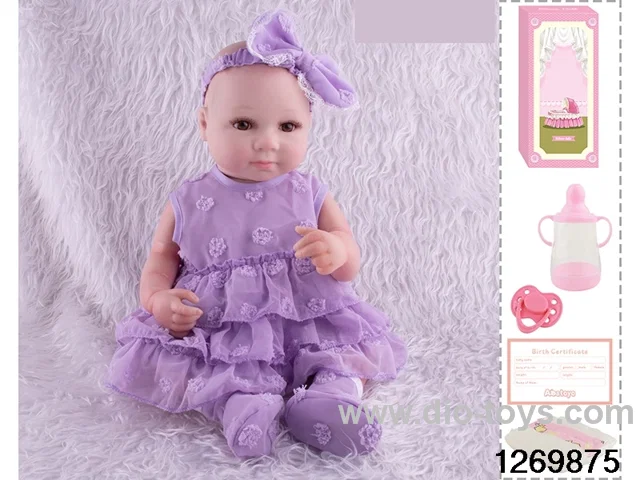 48CM Doll（Soft Rubber High-Fidelity(Hand-painted Hair, High-Quality Painting) Bottle, Magnetic Sippy Cup, Diapers, Birth card