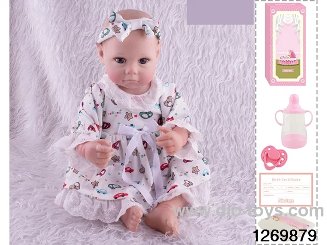 48CM Doll（Soft Rubber High-Fidelity(Hand-painted Hair, High-Quality Painting) Bottle, Magnetic Sippy Cup, Diapers, Birth card