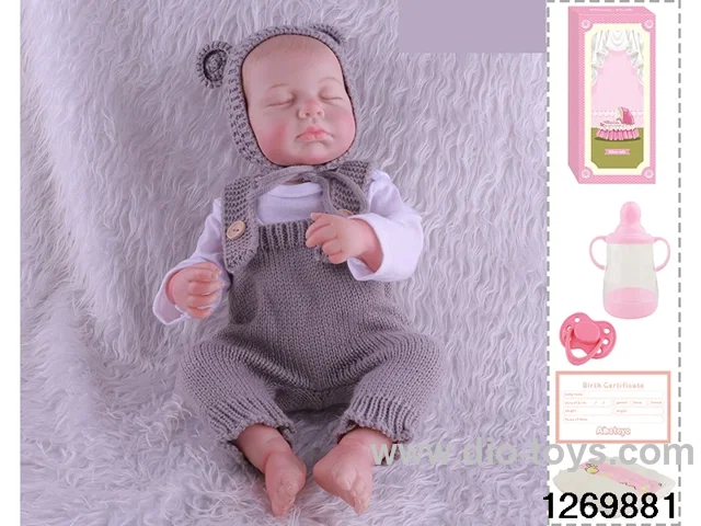 48CM Doll（Soft Rubber High-Fidelity(Hand-painted Hair, High-Quality Painting) Bottle, Magnetic Sippy Cup, Diapers, Birth card