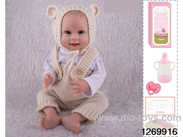48CM Doll（Soft Rubber High-Fidelity(Hand-painted Hair, High-Quality Painting) Bottle, Magnetic Sippy Cup, Diapers, Birth card