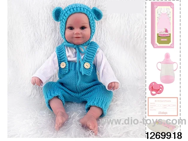 48CM Doll（Soft Rubber High-Fidelity(Hand-painted Hair, High-Quality Painting) Bottle, Magnetic Sippy Cup, Diapers, Birth card