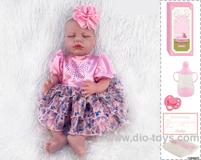 48CM Doll（Soft Rubber High-Fidelity(Hand-painted Hair, High-Quality Painting) Bottle, Magnetic Sippy Cup, Diapers, Birth card