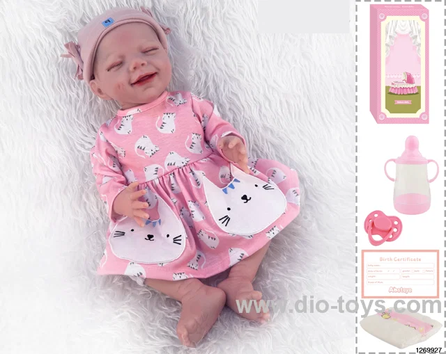 48CM Doll（Soft Rubber High-Fidelity(Hand-painted Hair, High-Quality Painting) Bottle, Magnetic Sippy Cup, Diapers, Birth card