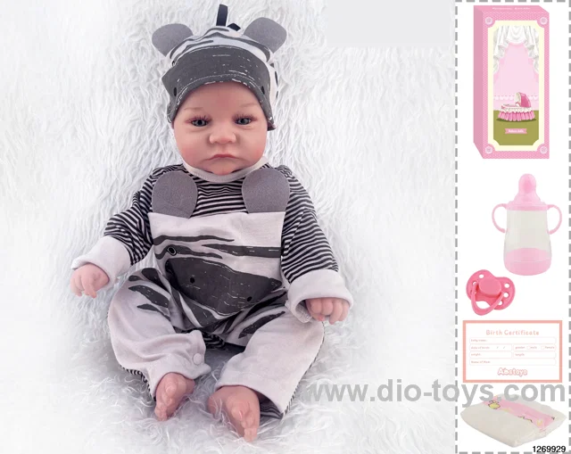 48CM Doll（Soft Rubber High-Fidelity(Hand-painted Hair, High-Quality Painting) Bottle, Magnetic Sippy Cup, Diapers, Birth card