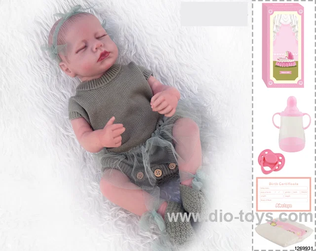 48CM Doll（Soft Rubber High-Fidelity(Hand-painted Hair, High-Quality Painting) Bottle, Magnetic Sippy Cup, Diapers, Birth card