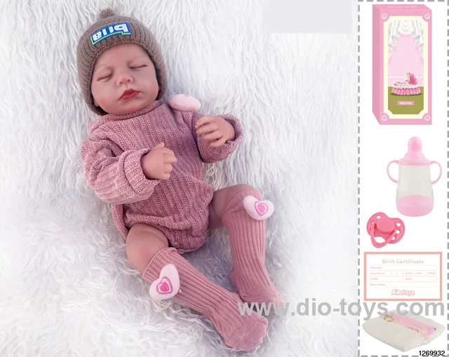 48CM Doll（Soft Rubber High-Fidelity(Hand-painted Hair, High-Quality Painting) Bottle, Magnetic Sippy Cup, Diapers, Birth card