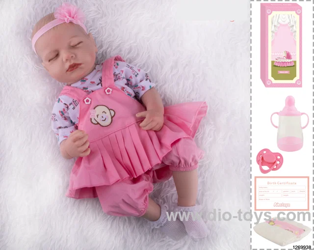 48CM Doll（Soft Rubber High-Fidelity(Hand-painted Hair, High-Quality Painting) Bottle, Magnetic Sippy Cup, Diapers, Birth card