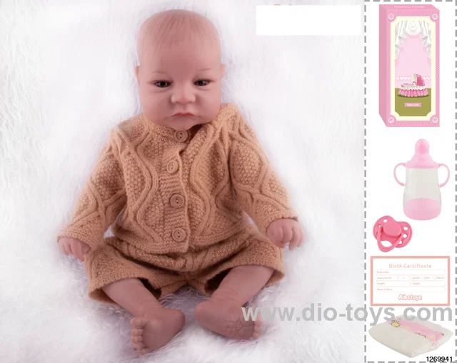 48CM Doll（Soft Rubber High-Fidelity(Hand-painted Hair, High-Quality Painting) Bottle, Magnetic Sippy Cup, Diapers, Birth card