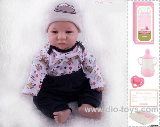 48CM Doll（Soft Rubber High-Fidelity(Hand-painted Hair, High-Quality Painting) Bottle, Magnetic Sippy Cup, Diapers, Birth card