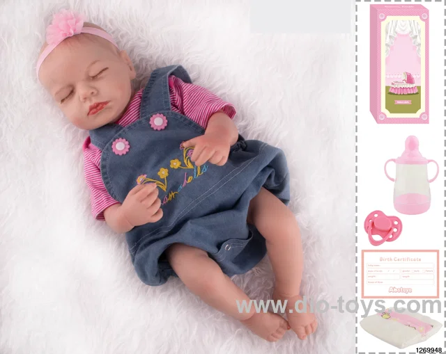 48CM Doll（Soft Rubber High-Fidelity(Hand-painted Hair, High-Quality Painting) Bottle, Magnetic Sippy Cup, Diapers, Birth card