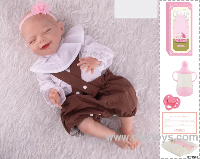 48CM Doll（Soft Rubber High-Fidelity(Hand-painted Hair, High-Quality Painting) Bottle, Magnetic Sippy Cup, Diapers, Birth card
