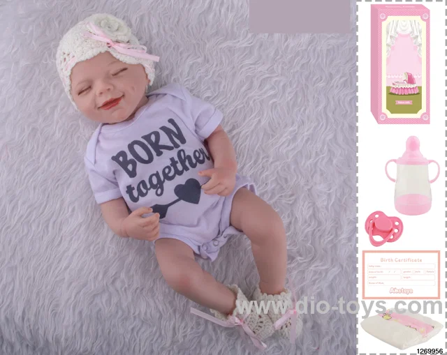 48CM Doll（Soft Rubber High-Fidelity(Hand-painted Hair, High-Quality Painting) Bottle, Magnetic Sippy Cup, Diapers, Birth card