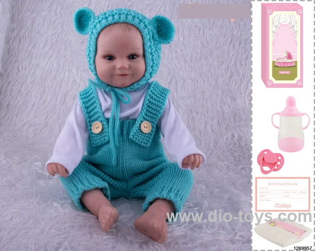 48CM Doll（Soft Rubber High-Fidelity(Hand-painted Hair, High-Quality Painting) Bottle, Magnetic Sippy Cup, Diapers, Birth card