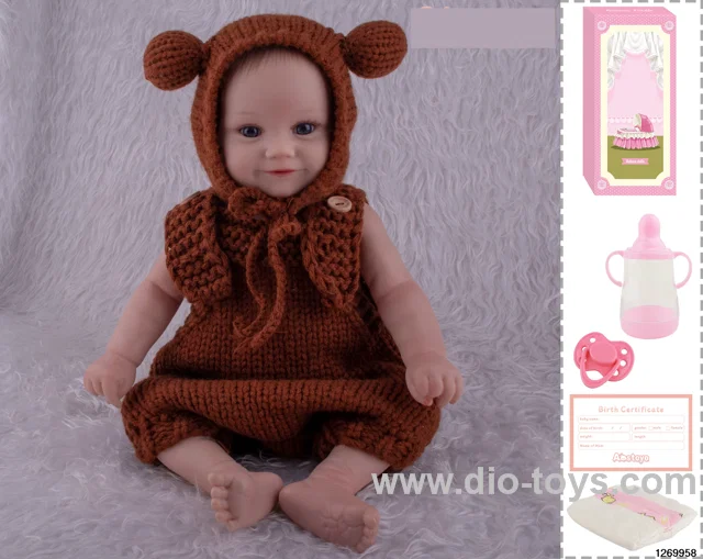 48CM Doll（Soft Rubber High-Fidelity(Hand-painted Hair, High-Quality Painting) Bottle, Magnetic Sippy Cup, Diapers, Birth card