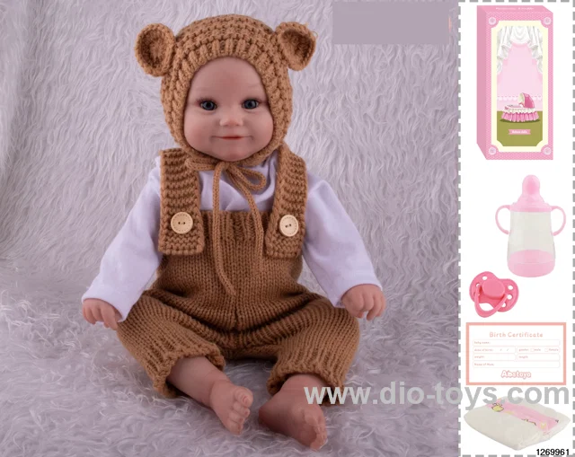 48CM Doll（Soft Rubber High-Fidelity(Hand-painted Hair, High-Quality Painting) Bottle, Magnetic Sippy Cup, Diapers, Birth card