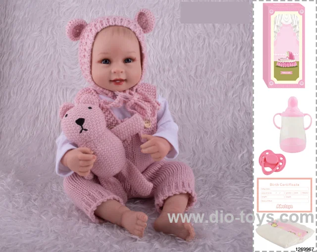 48CM Doll（Soft Rubber High-Fidelity(Hand-painted Hair, High-Quality Painting) Bottle, Magnetic Sippy Cup, Diapers, Birth card