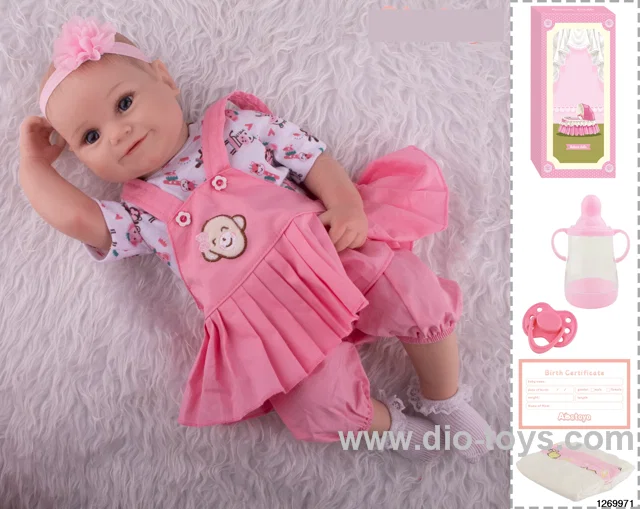 48CM Doll（Soft Rubber High-Fidelity(Hand-painted Hair, High-Quality Painting) Bottle, Magnetic Sippy Cup, Diapers, Birth card