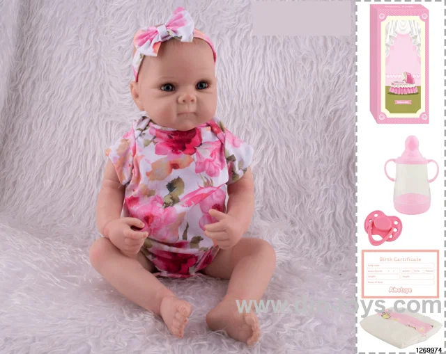 48CM Doll（Soft Rubber High-Fidelity(Hand-painted Hair, High-Quality Painting) Bottle, Magnetic Sippy Cup, Diapers, Birth card