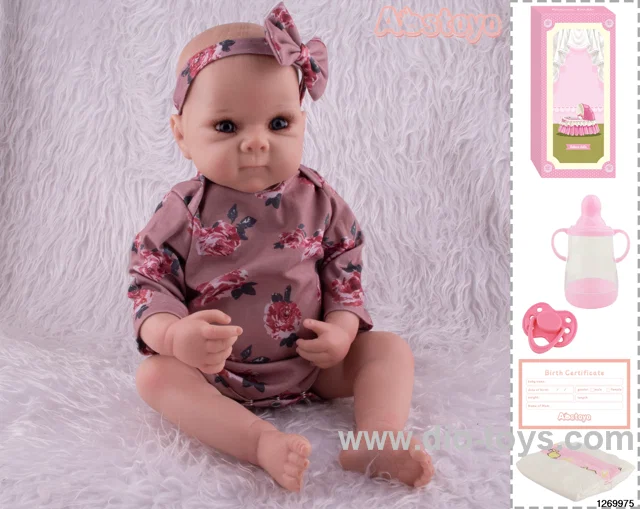 48CM Doll（Soft Rubber High-Fidelity(Hand-painted Hair, High-Quality Painting) Bottle, Magnetic Sippy Cup, Diapers, Birth card