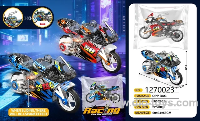 motorcycle toy in opp bag