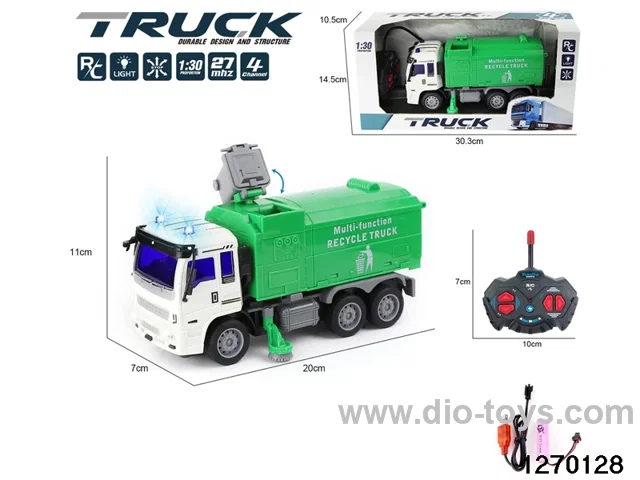 1:30 4 ch rc sanitation truck with light，include battery